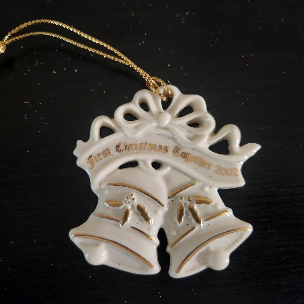 Lenox First Christmas Together Glossy Porcelain Hanging Ornament 2002